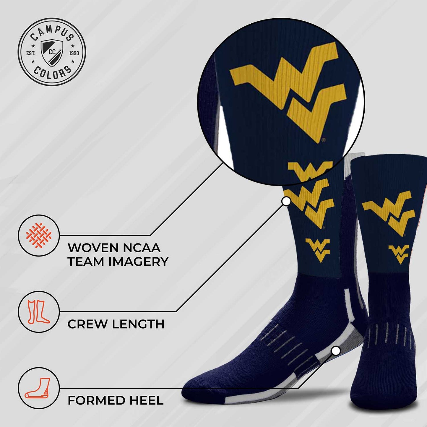 West Virginia Mountaineers NCAA Youth University Socks - Blue