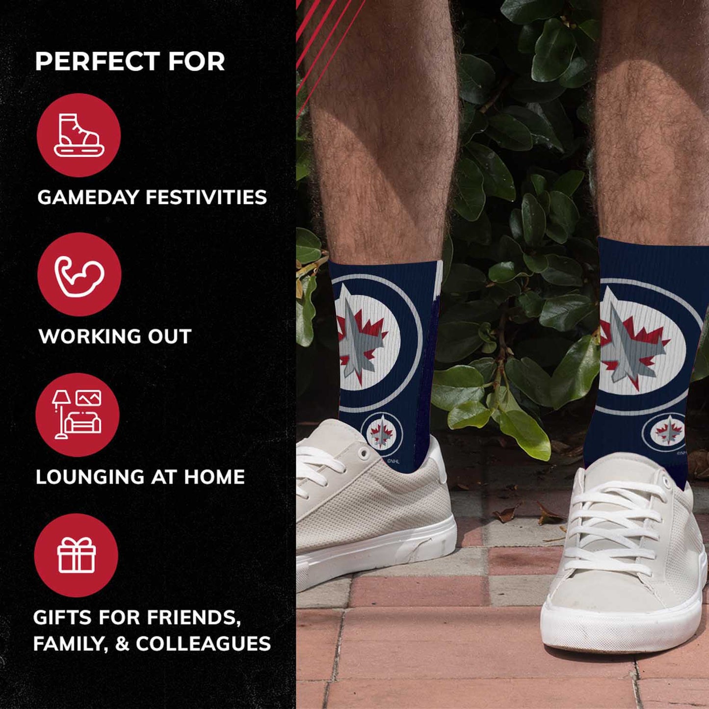 Winnipeg Jets Adult NHL Zoom Curve Team Crew Socks - Navy