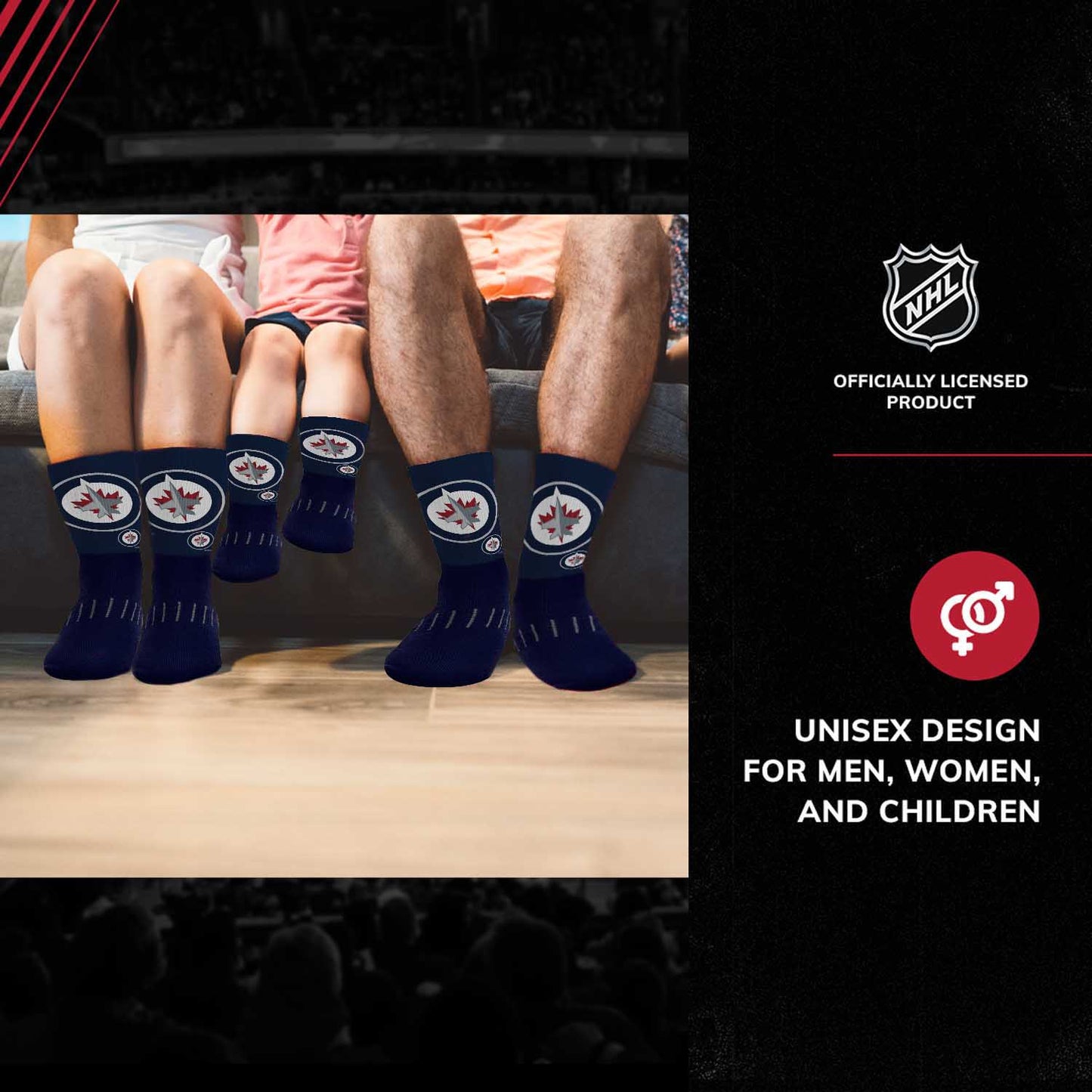 Winnipeg Jets Adult NHL Zoom Curve Team Crew Socks - Navy