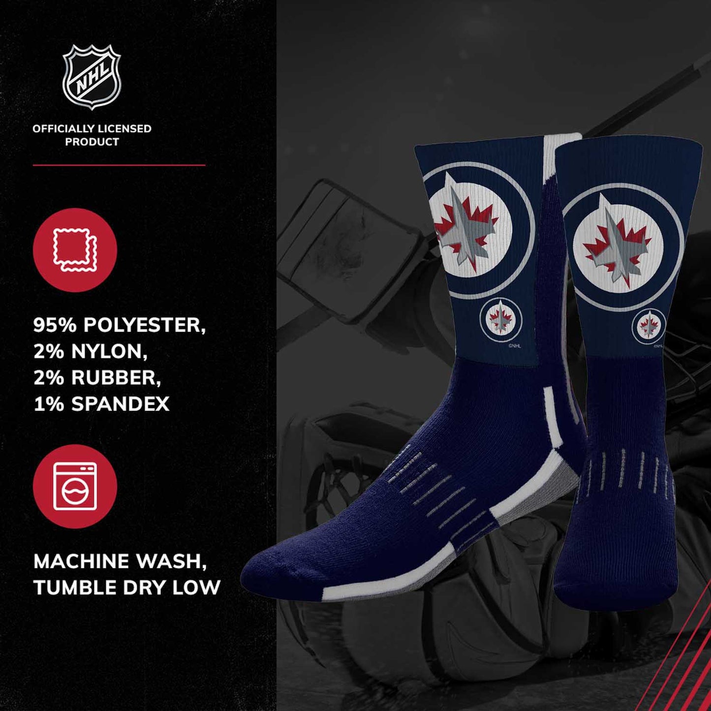Winnipeg Jets Adult NHL Zoom Curve Team Crew Socks - Navy