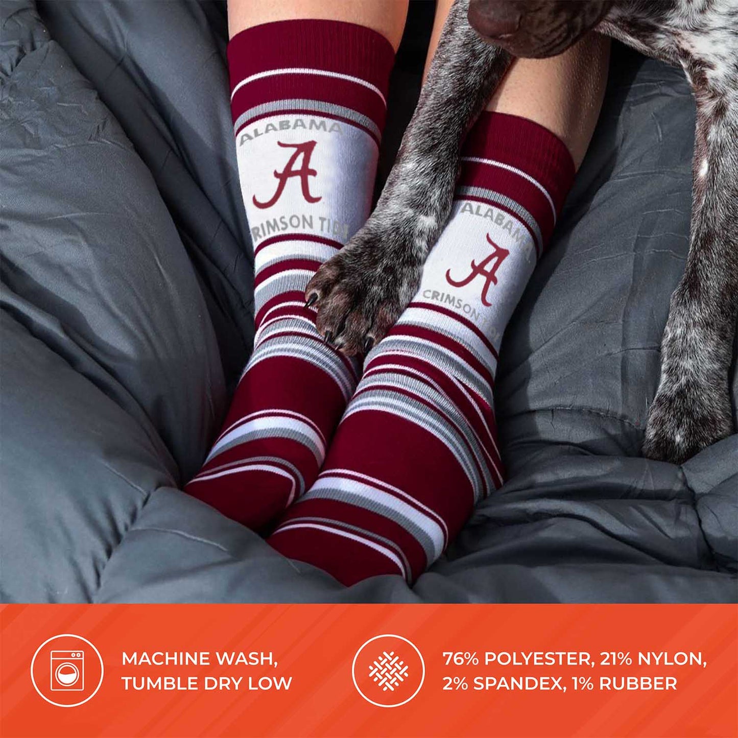 Alabama Crimson Tide Collegiate University Striped Dress Socks - Crimson
