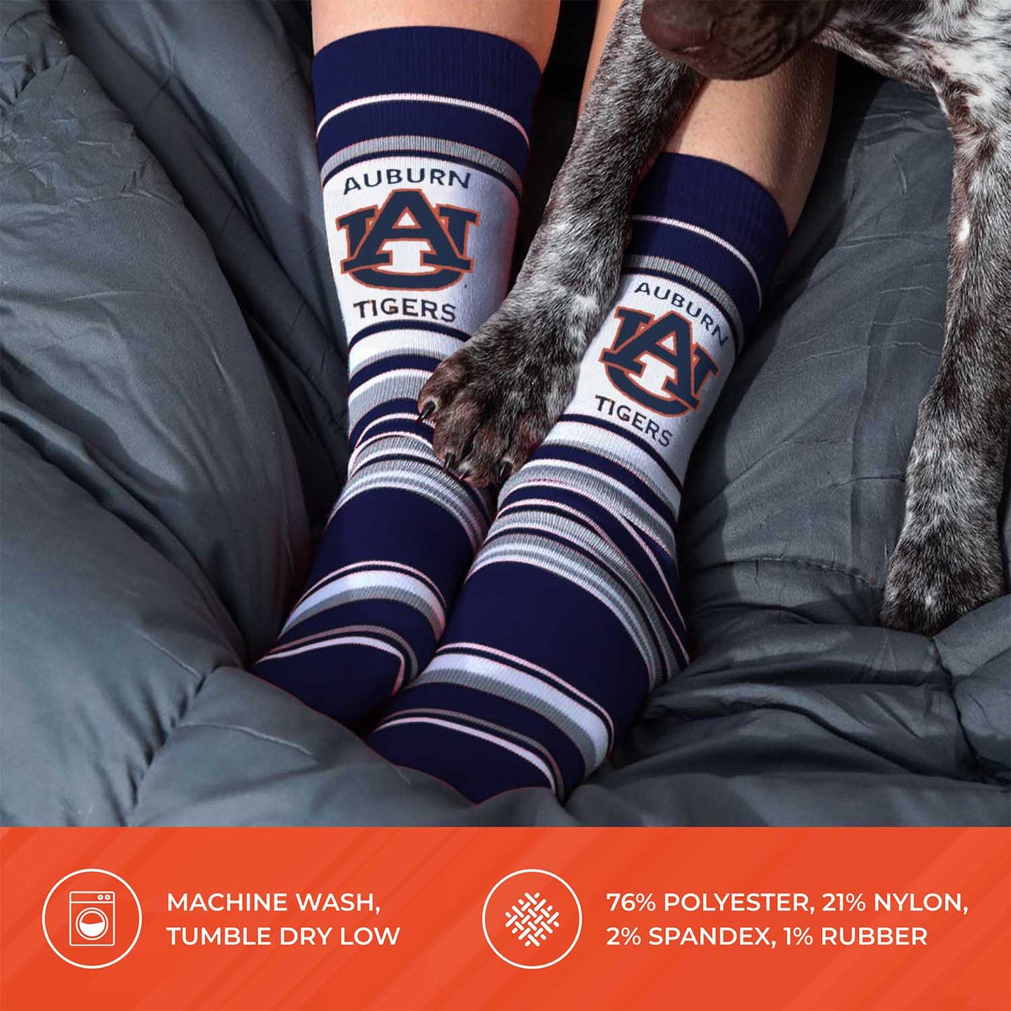 Auburn Tigers Collegiate University Striped Dress Socks - Navy