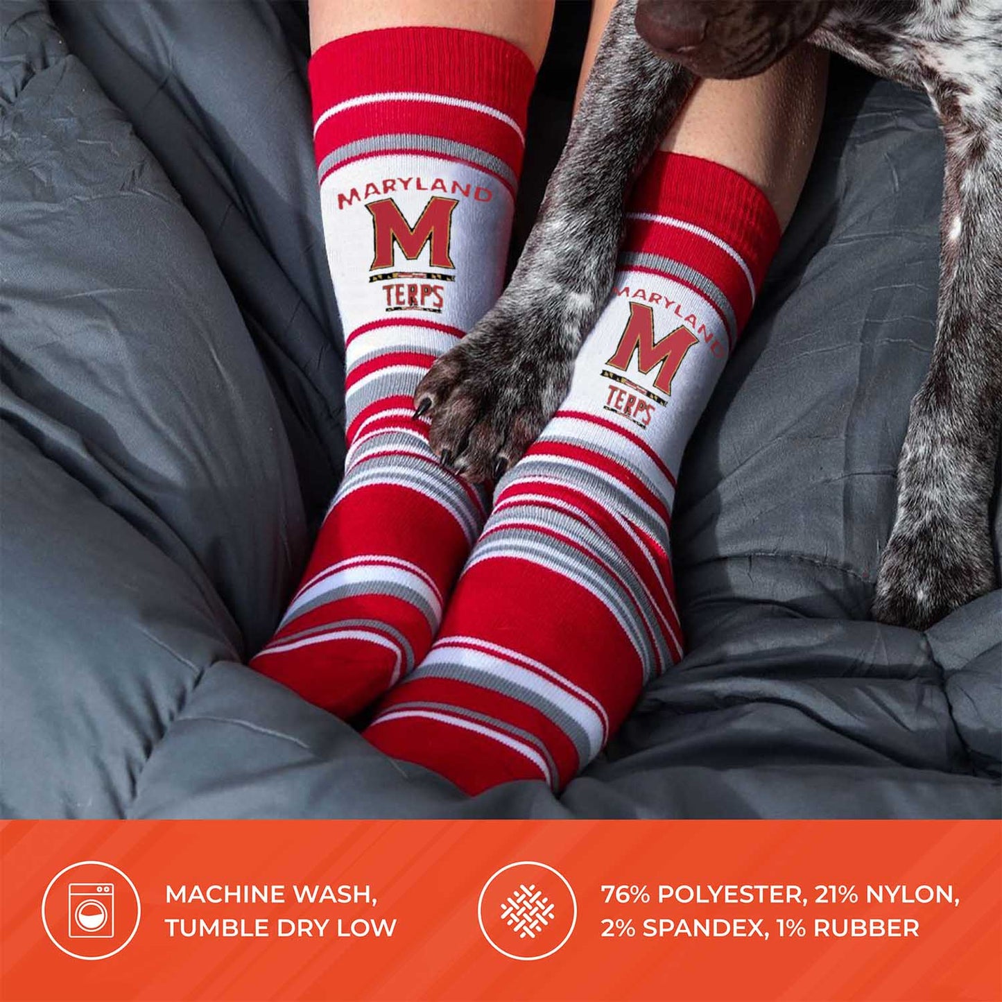 Maryland Terrapins Collegiate University Striped Dress Socks - Red