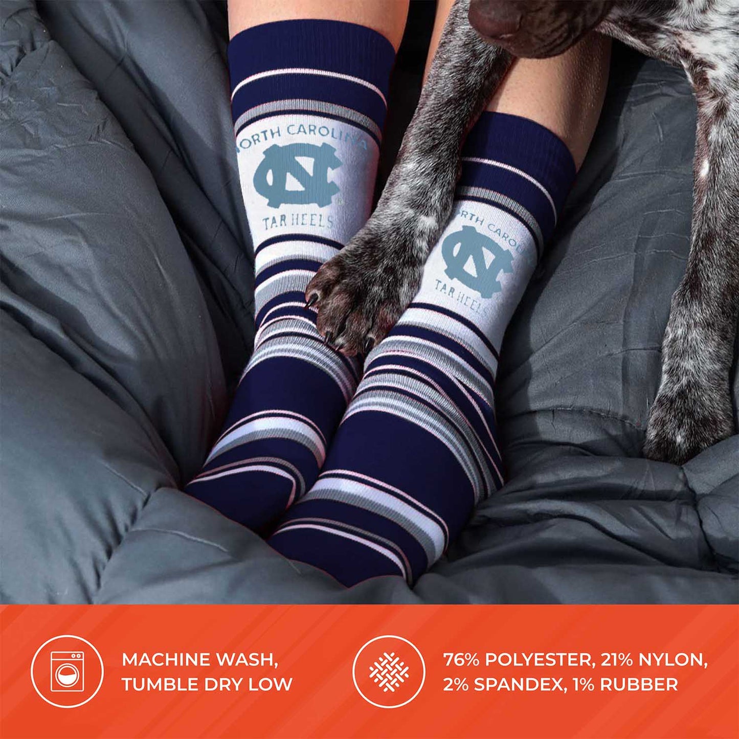 North Carolina Tar Heels Collegiate University Striped Dress Socks - Navy