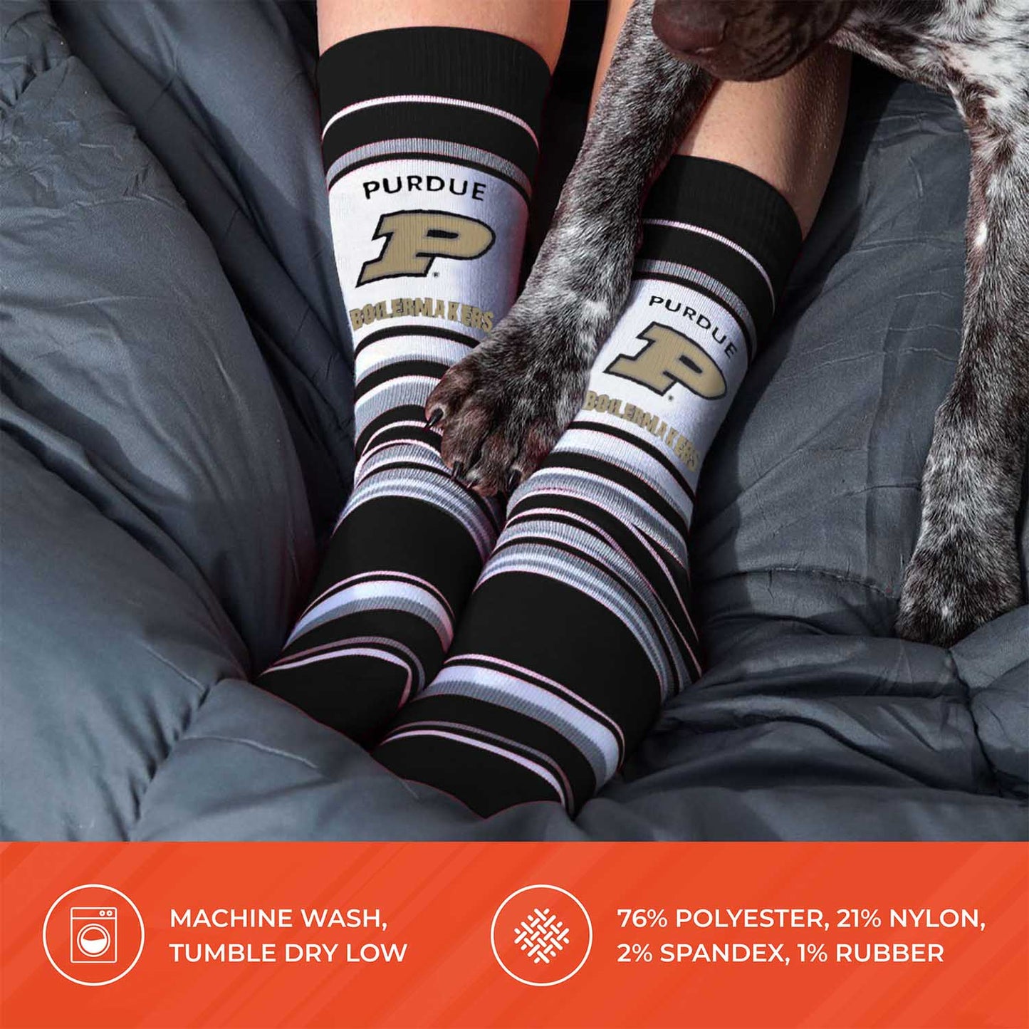 Purdue Boilermakers Collegiate University Striped Dress Socks - Black
