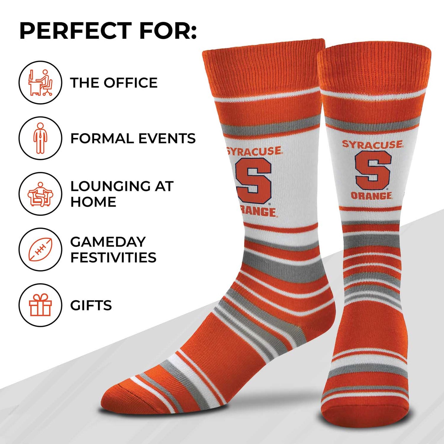 Syracuse Orange Collegiate University Striped Dress Socks - Orange