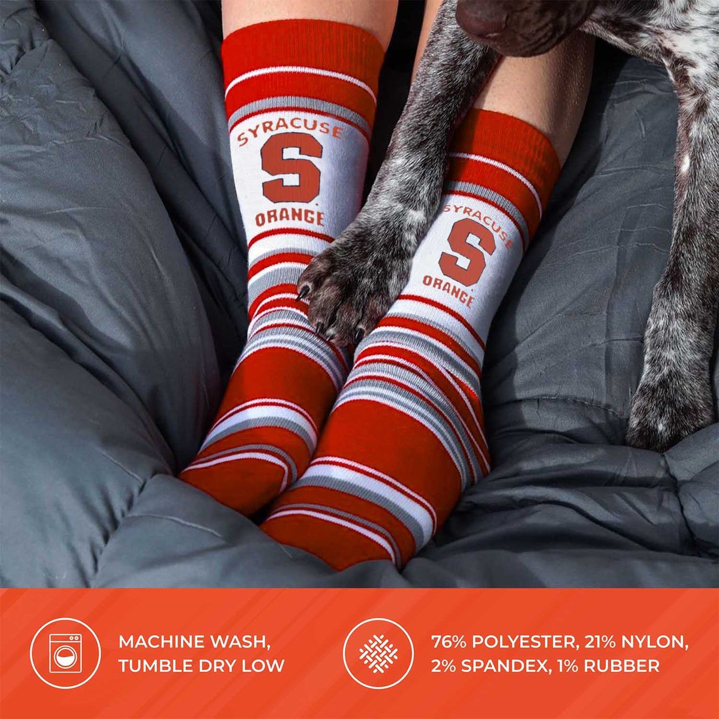 Syracuse Orange Collegiate University Striped Dress Socks - Orange