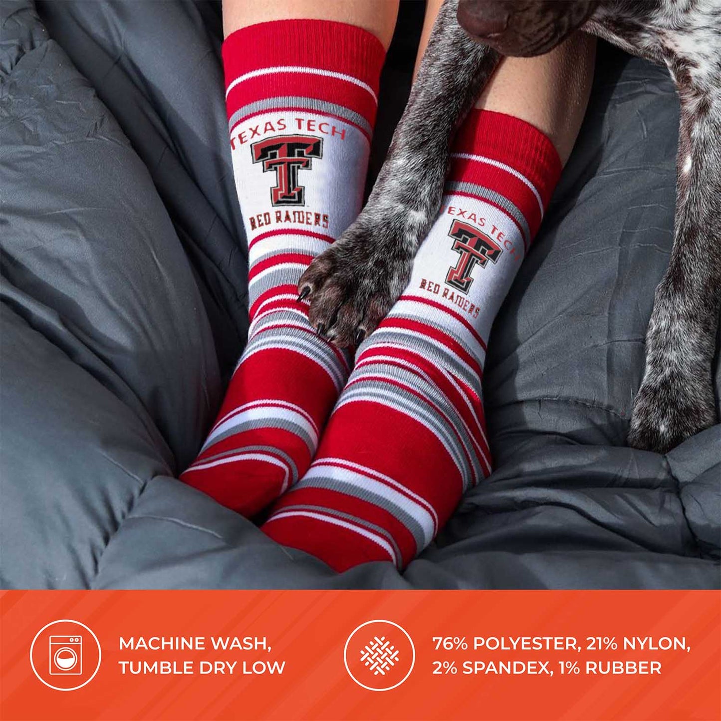 Texas Tech Red Raiders Collegiate University Striped Dress Socks - Red