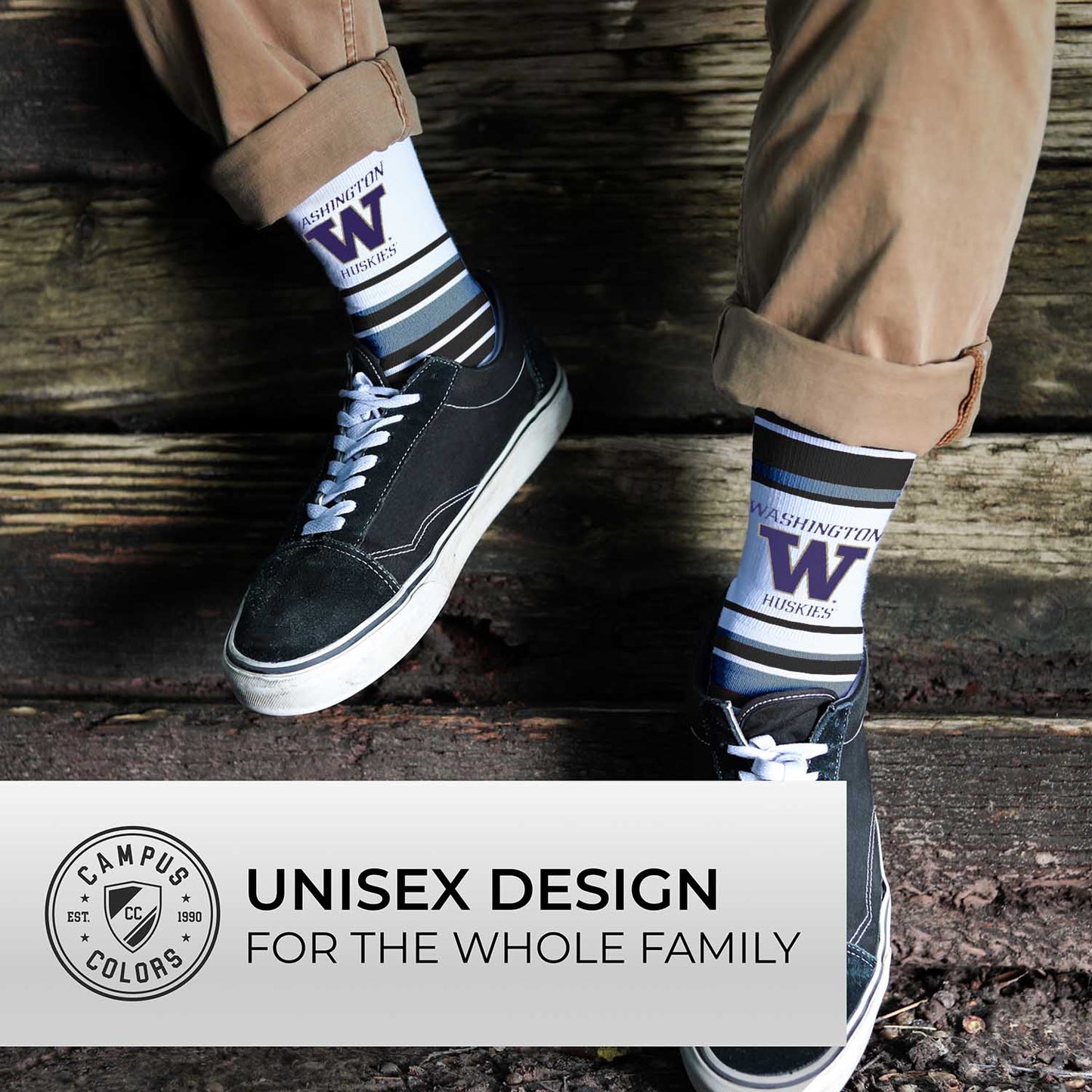 Washington Huskies Collegiate University Striped Dress Socks - Black