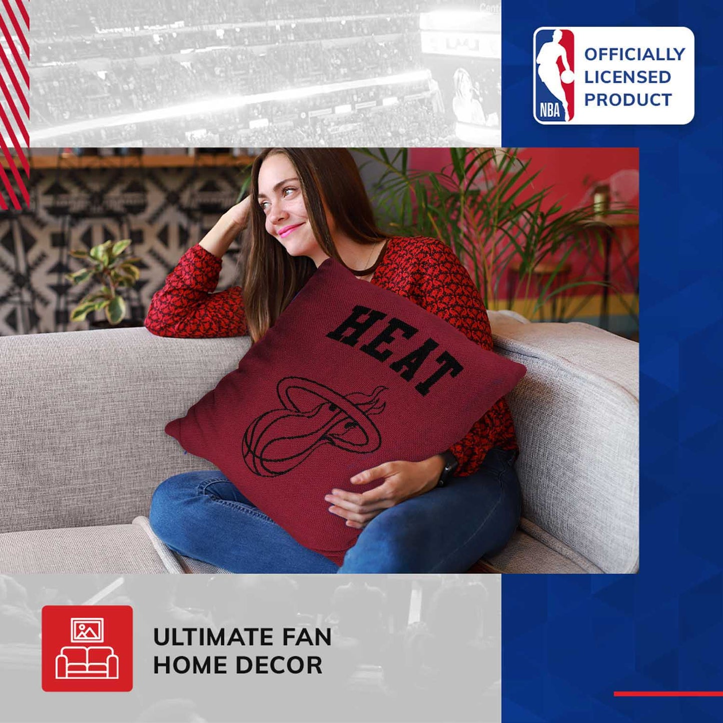 Miami Heat NBA Decorative Basketball Throw Pillow - Red