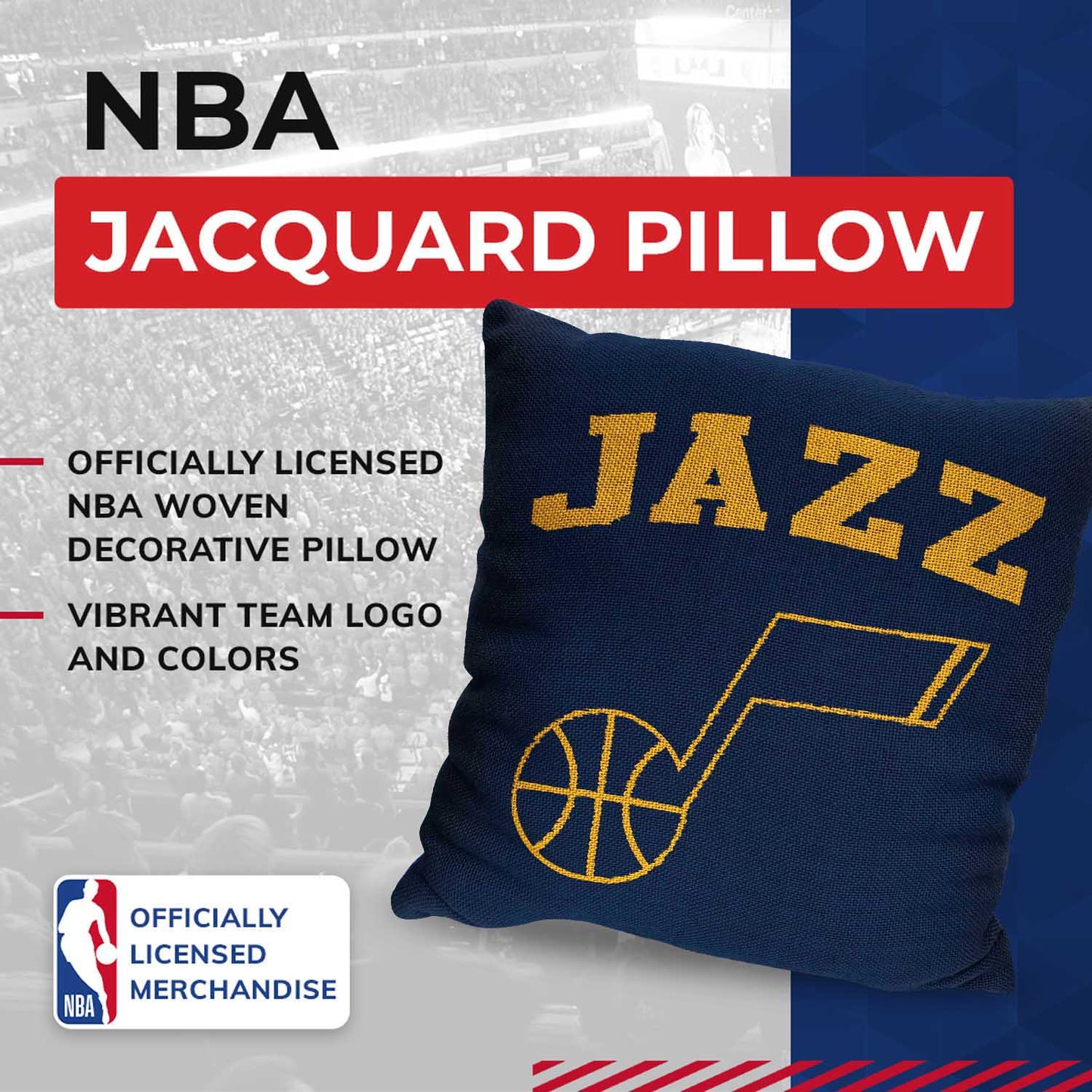 Utah Jazz NBA Decorative Basketball Throw Pillow - Navy