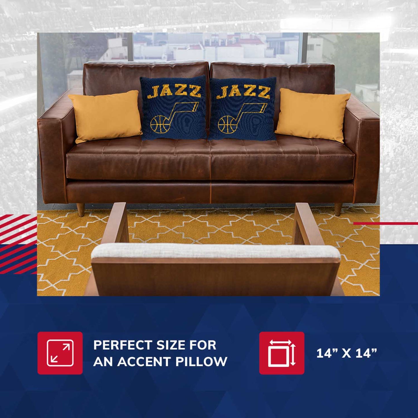 Utah Jazz NBA Decorative Basketball Throw Pillow - Navy