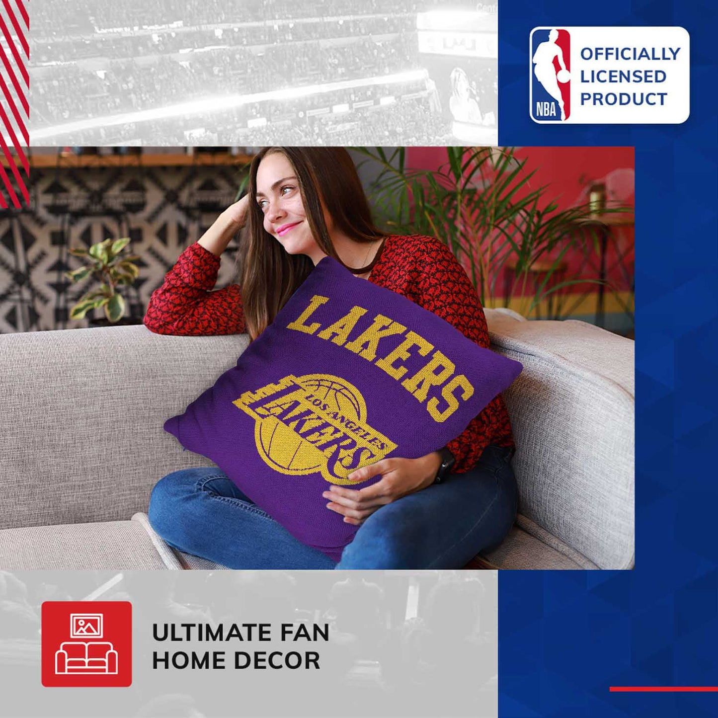 Los Angeles Lakers NBA Decorative Basketball Throw Pillow - Purple