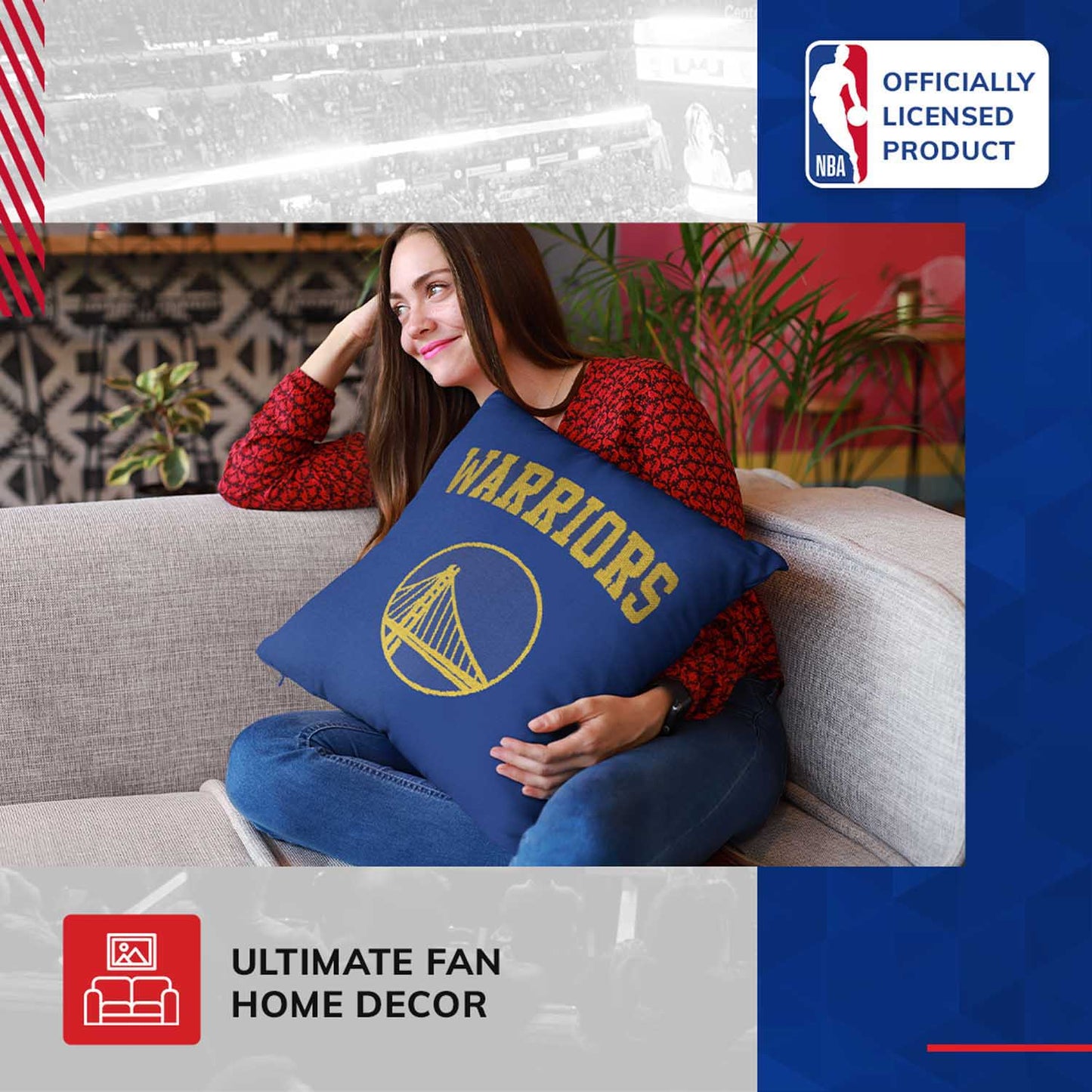 Golden State Warriors NBA Decorative Basketball Throw Pillow - Blue