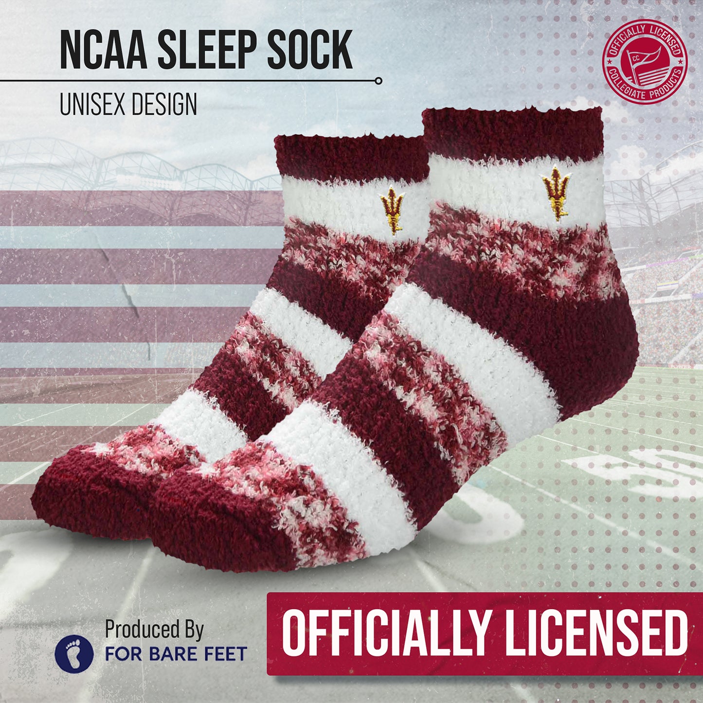 Arizona State Sun Devils NCAA Unisex Cozy Soft Sleep Socks - Maroon