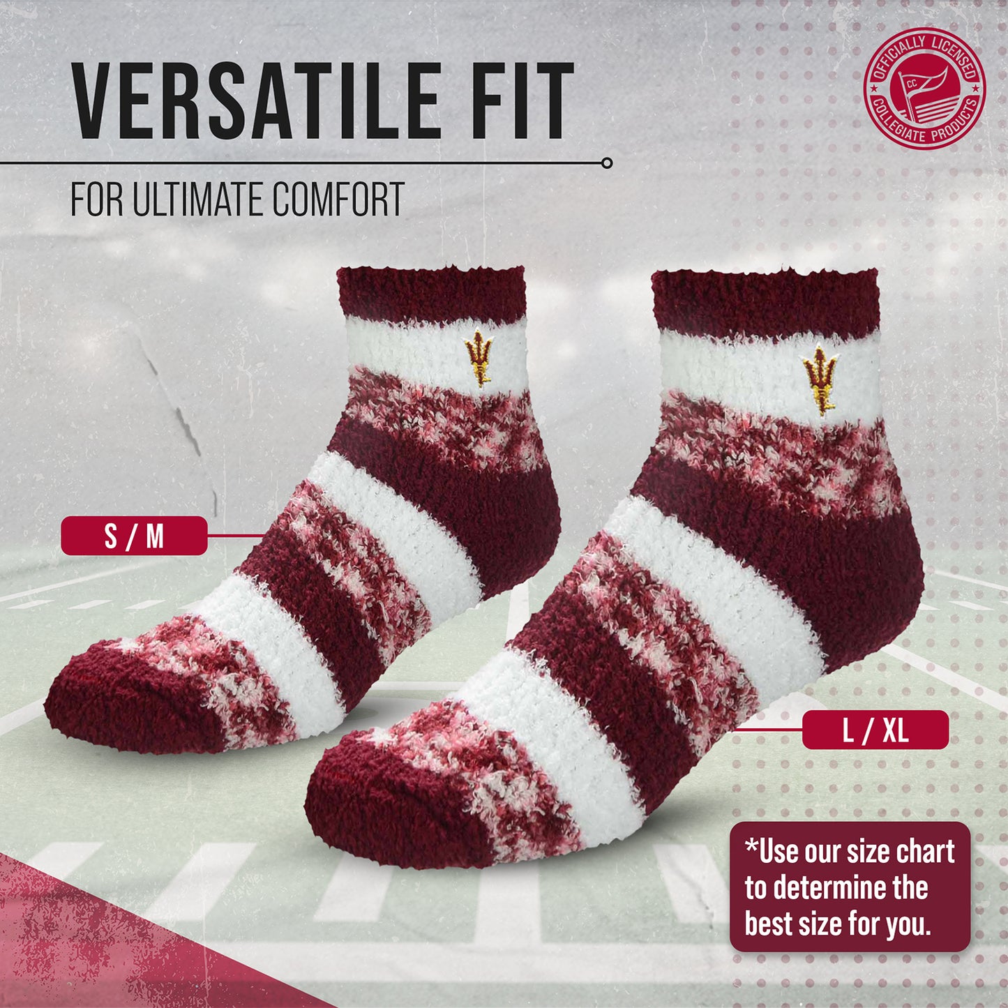 Arizona State Sun Devils NCAA Unisex Cozy Soft Sleep Socks - Maroon
