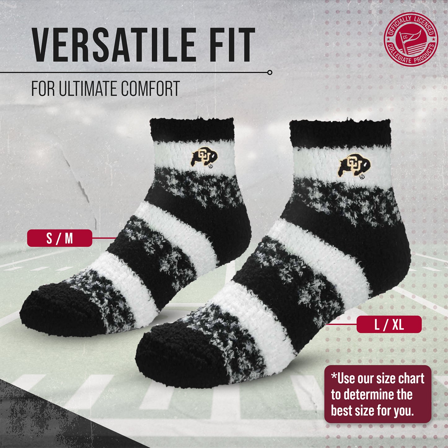 Colorado Buffaloes NCAA Unisex Cozy Soft Sleep Socks - Black