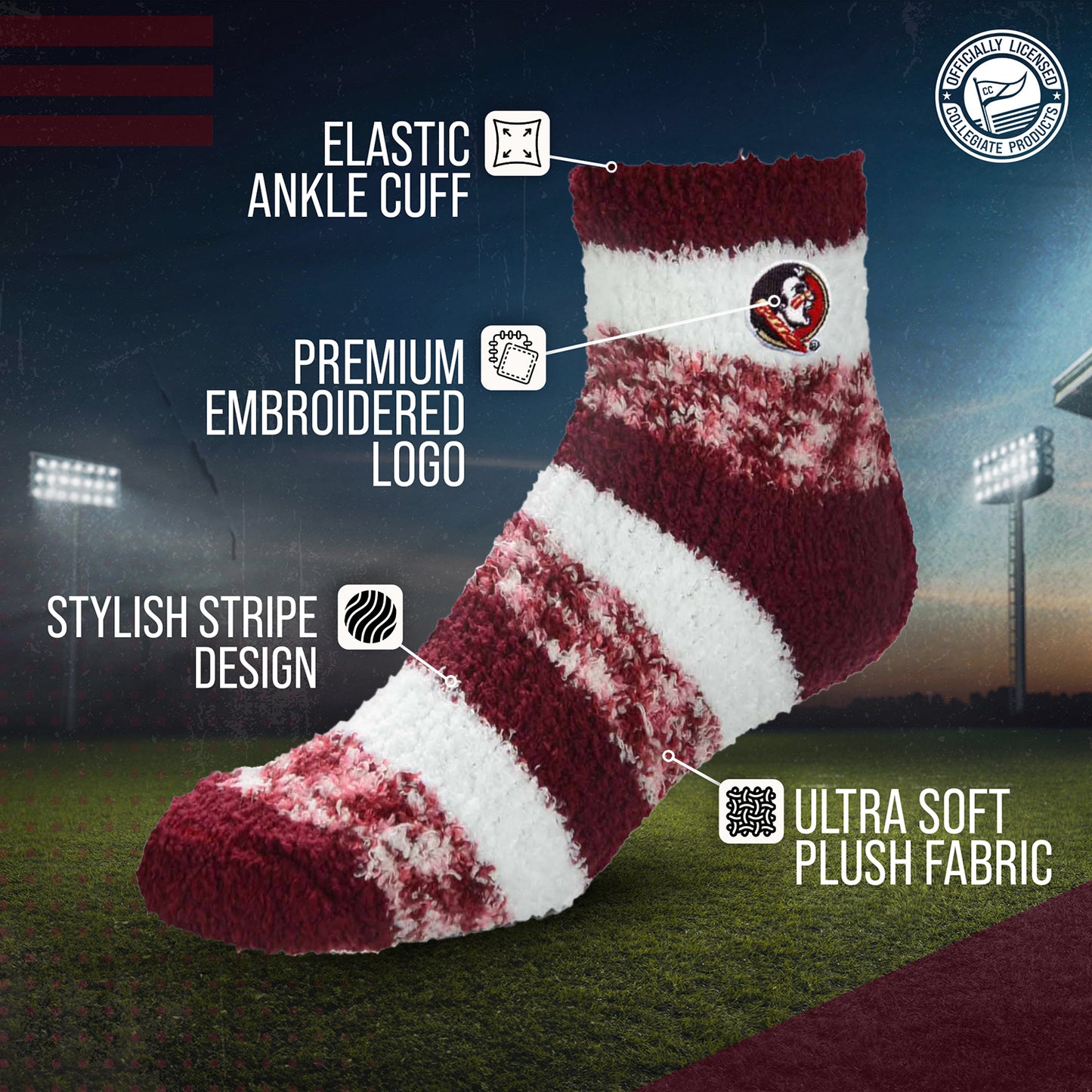 Florida State Seminoles NCAA Unisex Cozy Soft Sleep Socks - Maroon