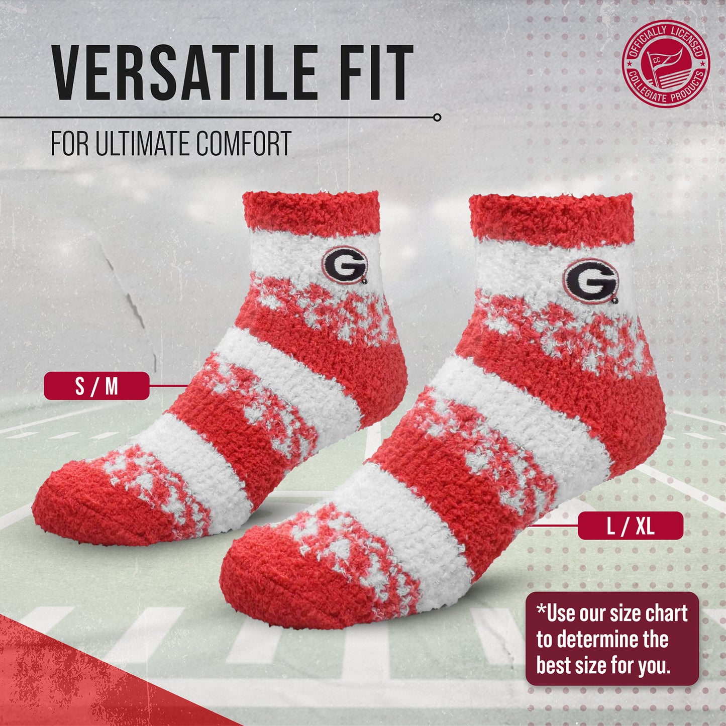 Georgia Bulldogs NCAA Unisex Cozy Soft Sleep Socks - Red