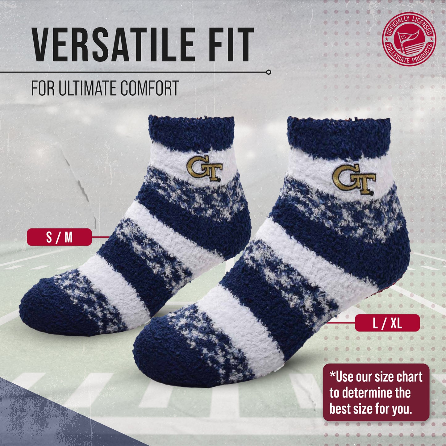 Georgia Tech Yellowjackets NCAA Unisex Cozy Soft Sleep Socks - Navy