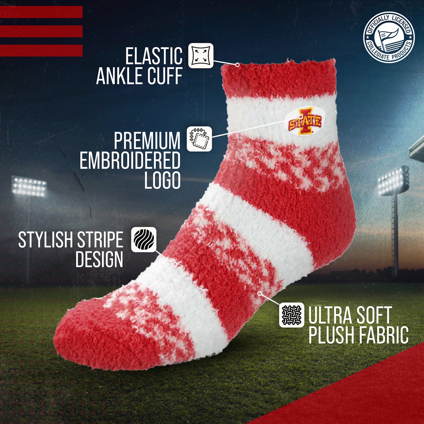 Iowa State Cyclones NCAA Unisex Cozy Soft Sleep Socks - Cardinal