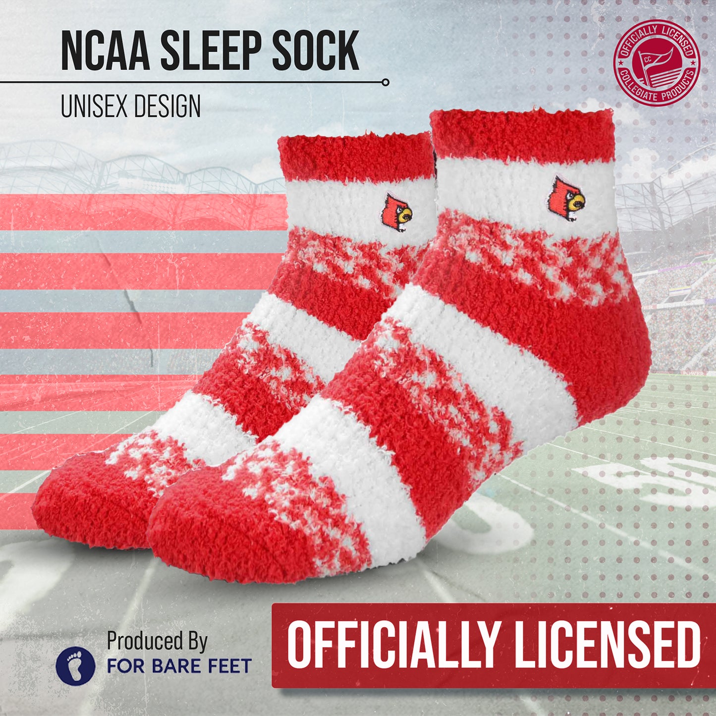 Louisville Cardinals NCAA Unisex Cozy Soft Sleep Socks - Red