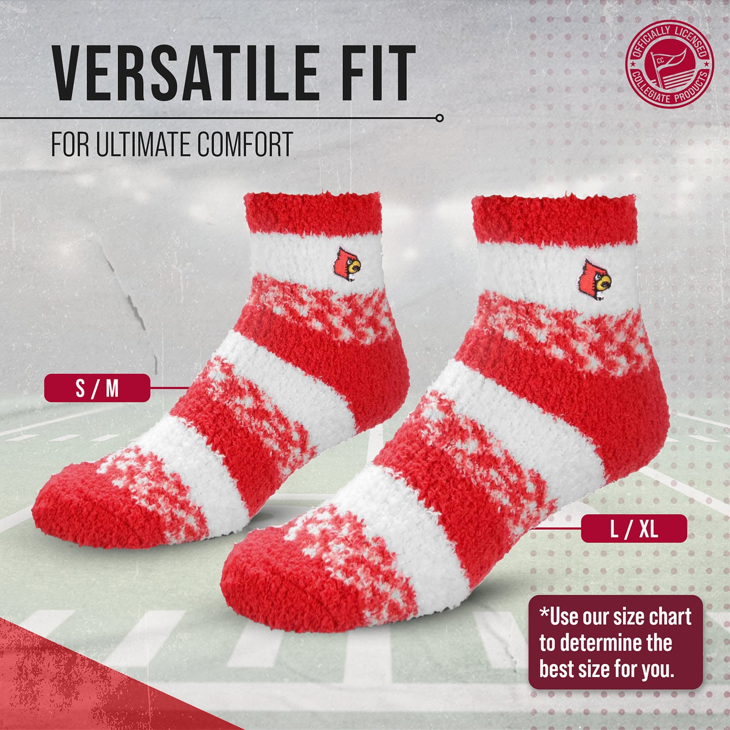 Louisville Cardinals NCAA Unisex Cozy Soft Sleep Socks - Red