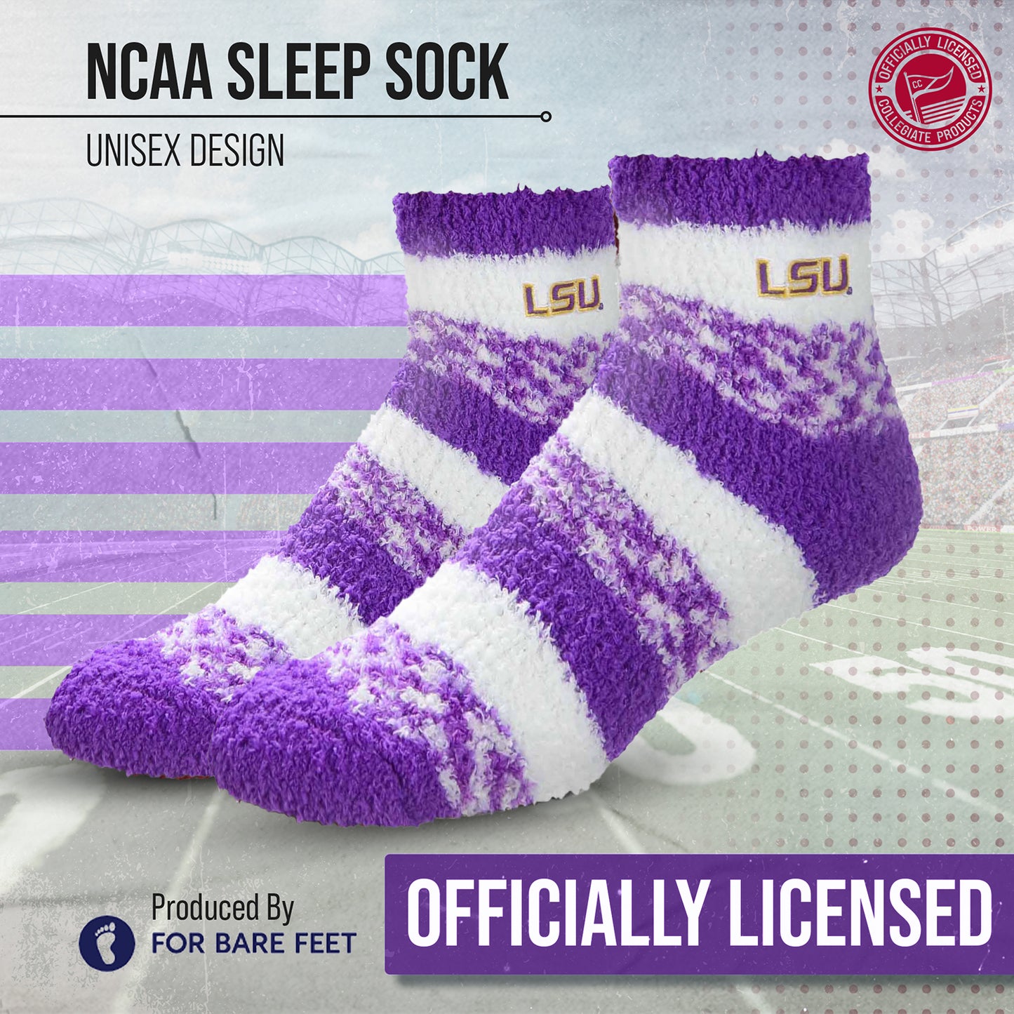 LSU Tigers NCAA Unisex Cozy Soft Sleep Socks - Purple