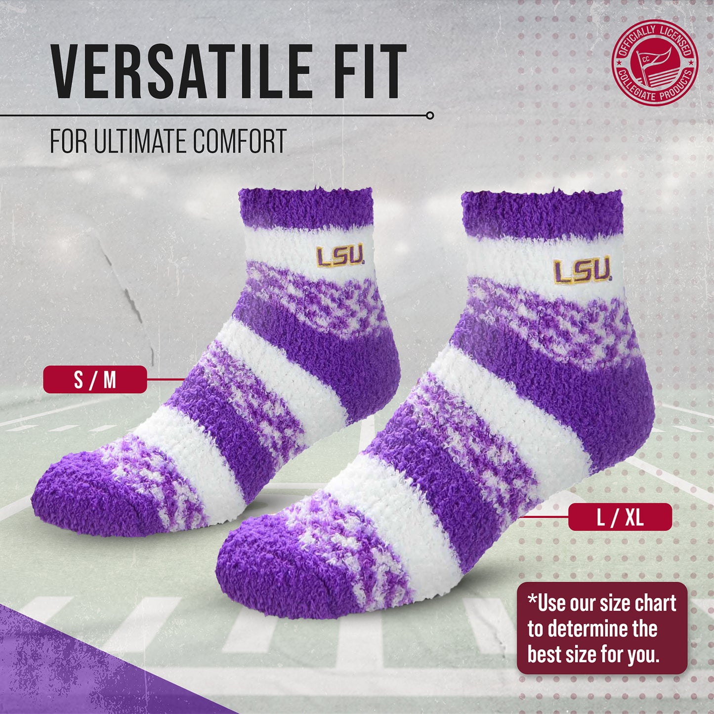 LSU Tigers NCAA Unisex Cozy Soft Sleep Socks - Purple