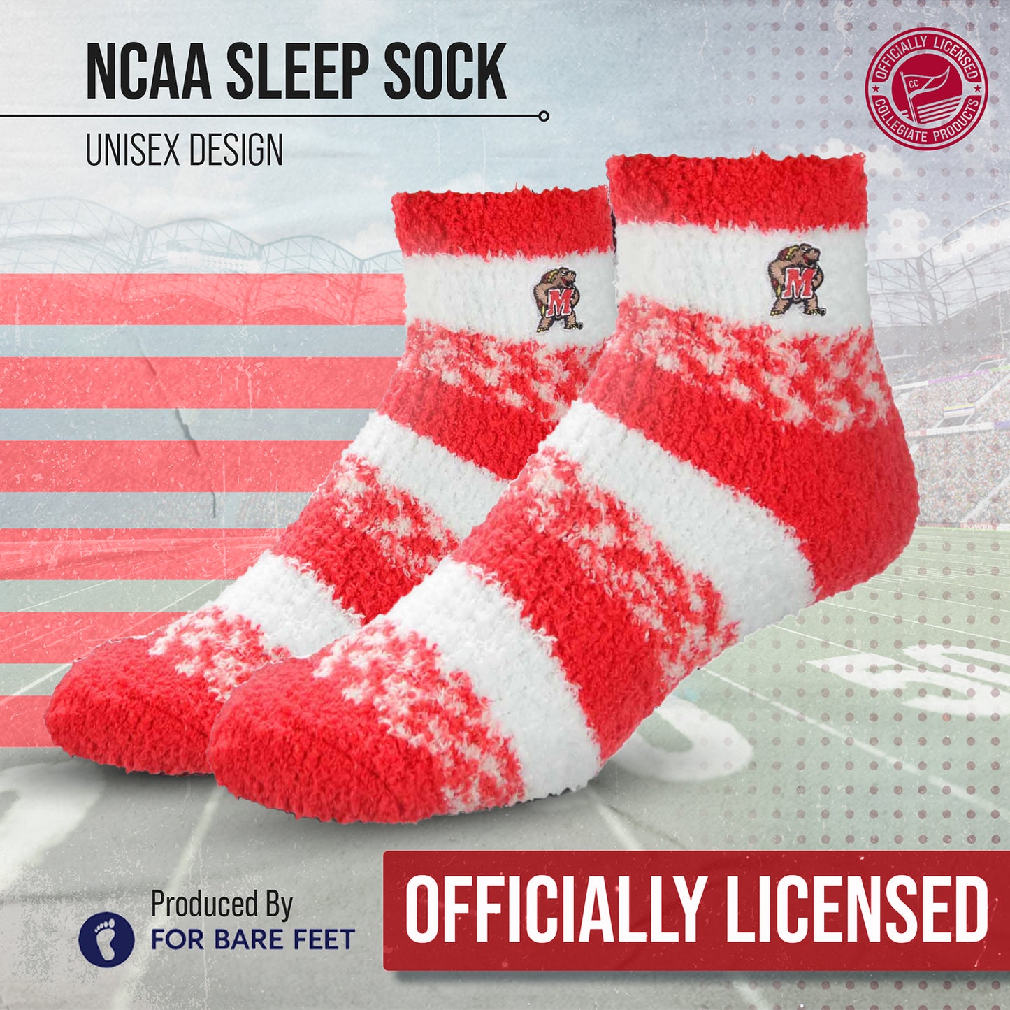 Maryland Terrapins NCAA Unisex Cozy Soft Sleep Socks - Red