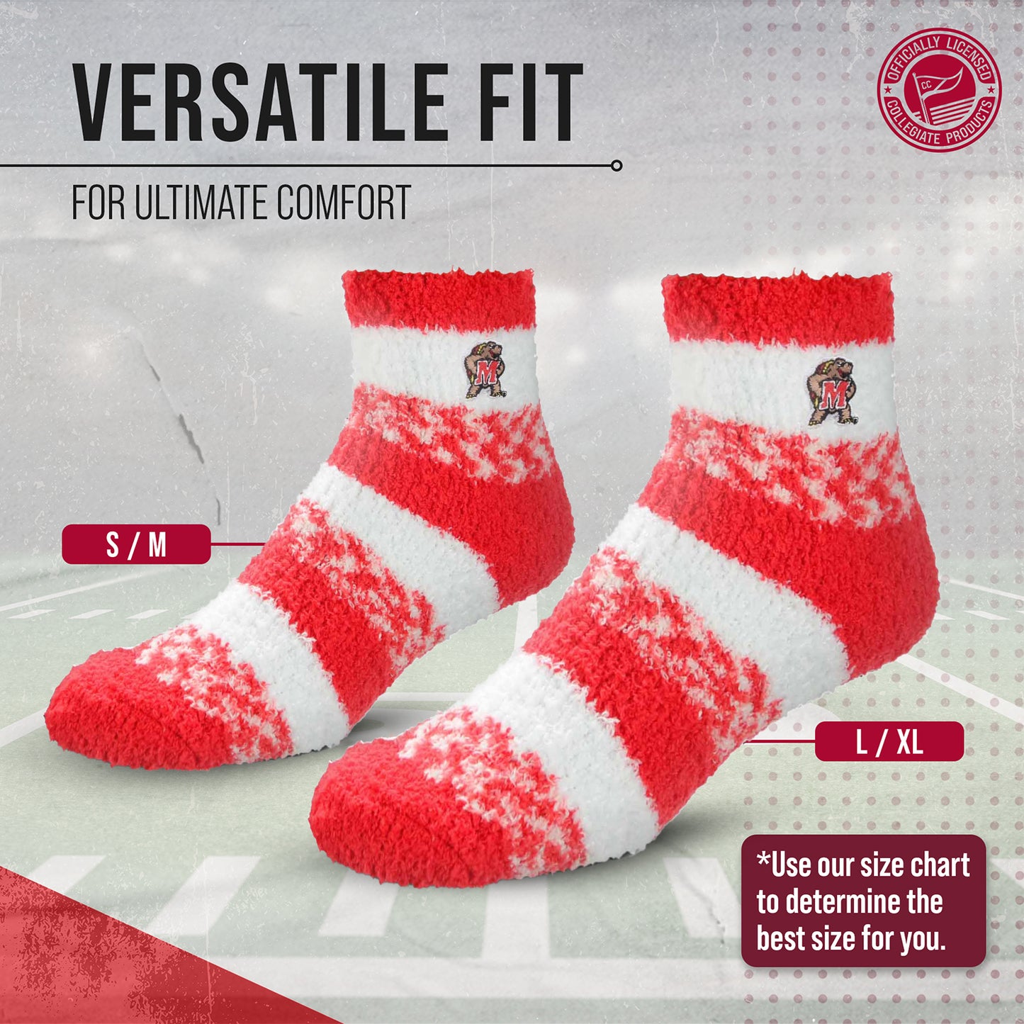 Maryland Terrapins NCAA Unisex Cozy Soft Sleep Socks - Red