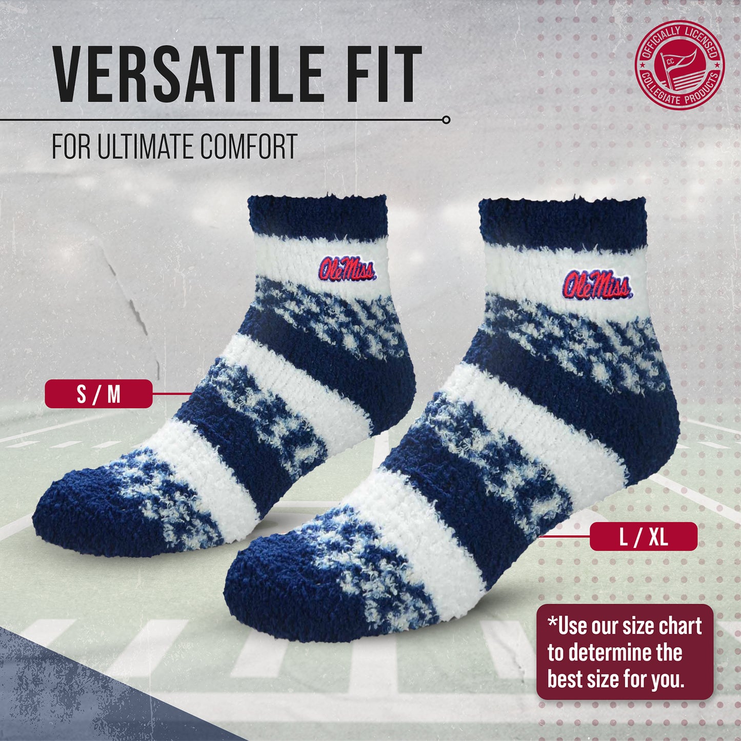 Ole Miss Rebels NCAA Unisex Cozy Soft Sleep Socks - Navy
