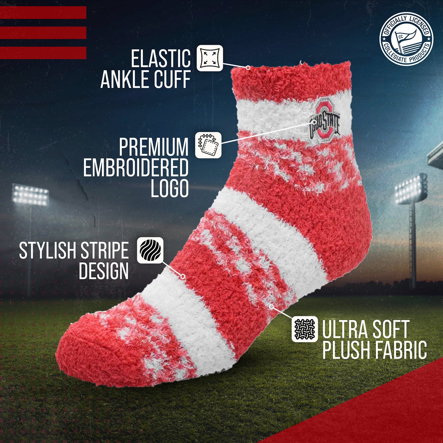 Ohio State Buckeyes NCAA Unisex Cozy Soft Sleep Socks - Red