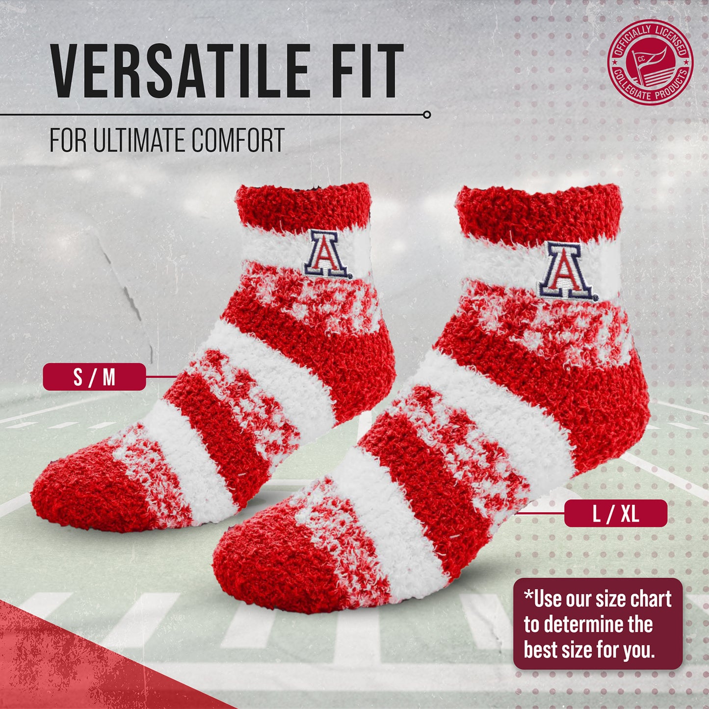 Arizona Wildcats NCAA Unisex Cozy Soft Sleep Socks - Red