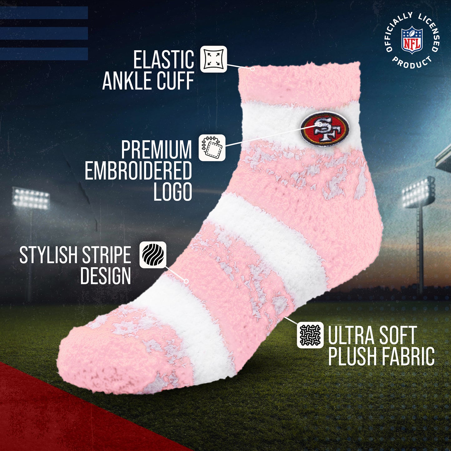 San Francisco 49ers Women's NFL Football Cozy Soft Sleep Socks - Pink