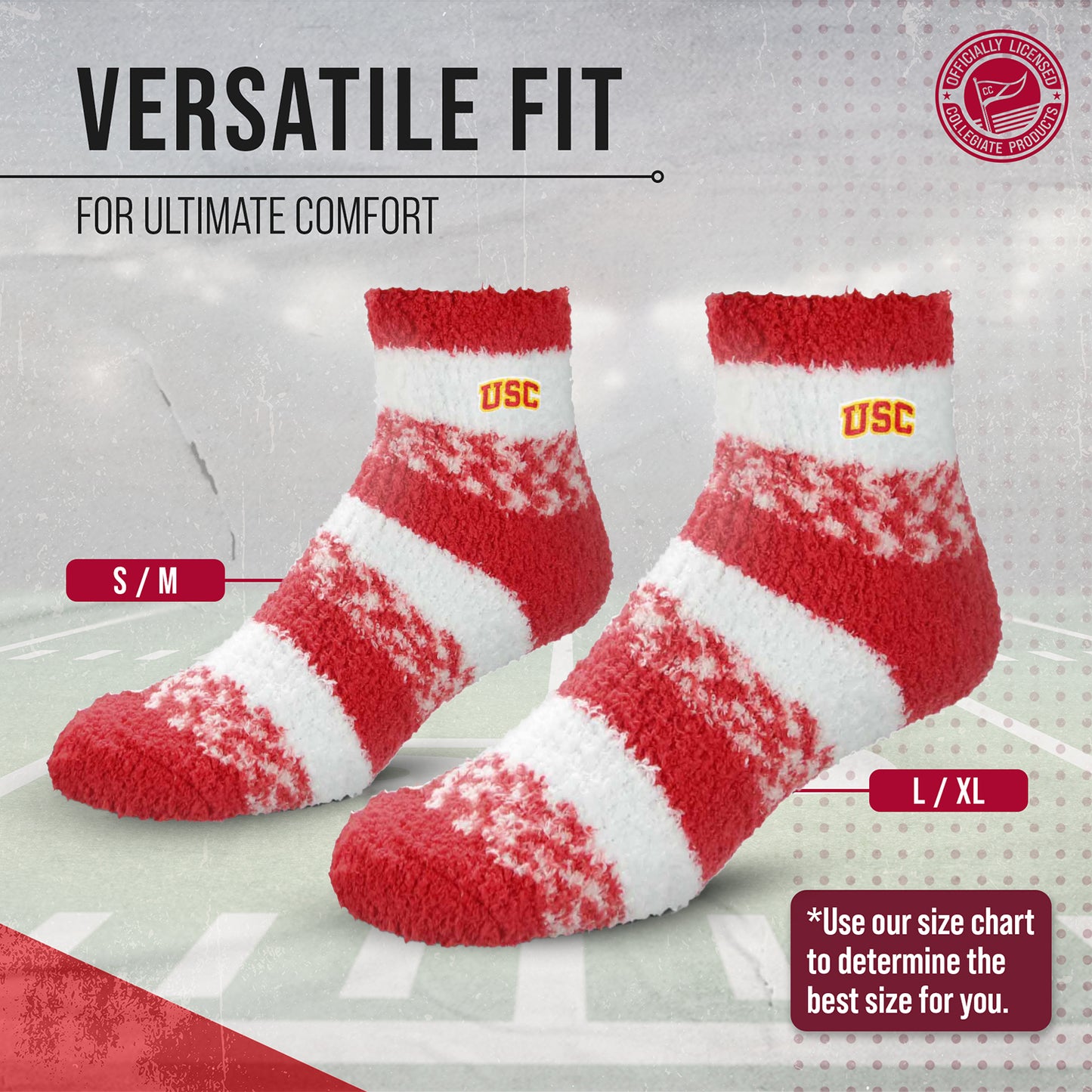 USC Trojans NCAA Unisex Cozy Soft Sleep Socks - Cardinal