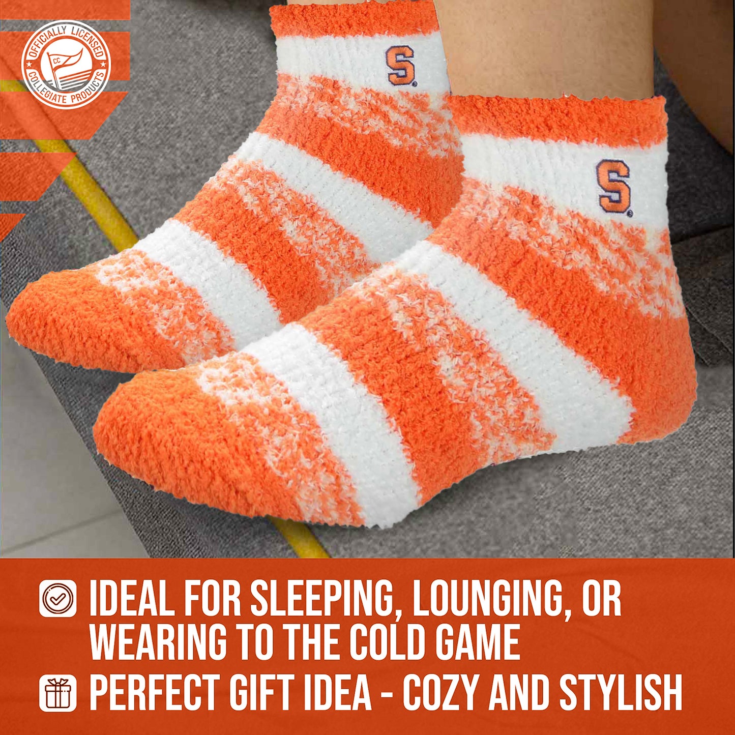 Syracuse Orange NCAA Unisex Cozy Soft Sleep Socks - Orange