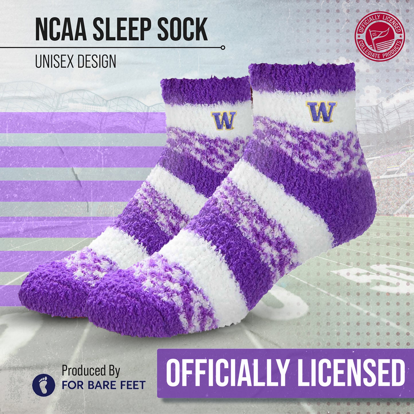 Washington Huskies NCAA Unisex Cozy Soft Sleep Socks - Purple