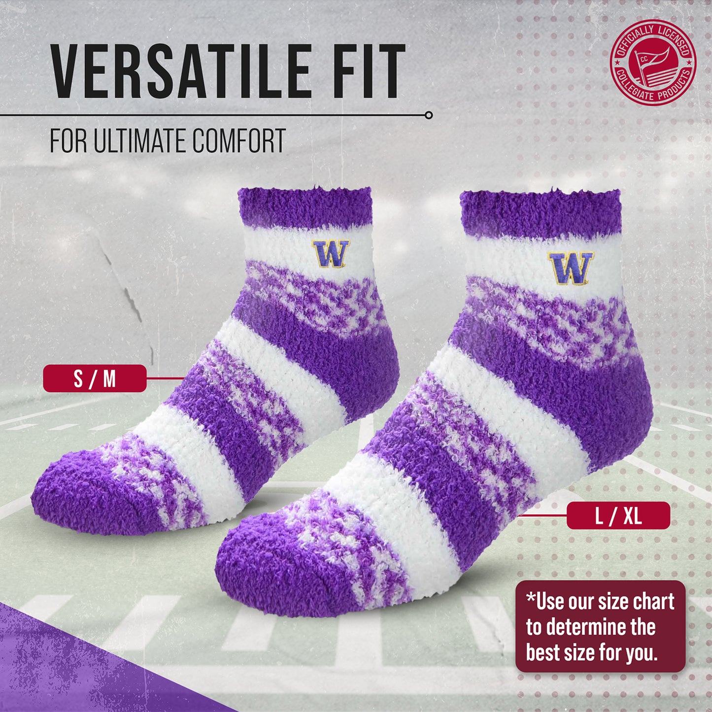 Washington Huskies NCAA Unisex Cozy Soft Sleep Socks - Purple