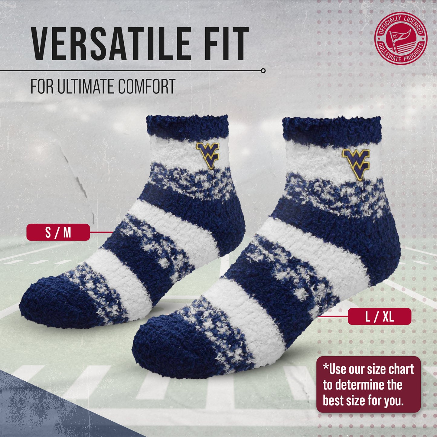 West Virginia Mountaineers NCAA Unisex Cozy Soft Sleep Socks - Navy