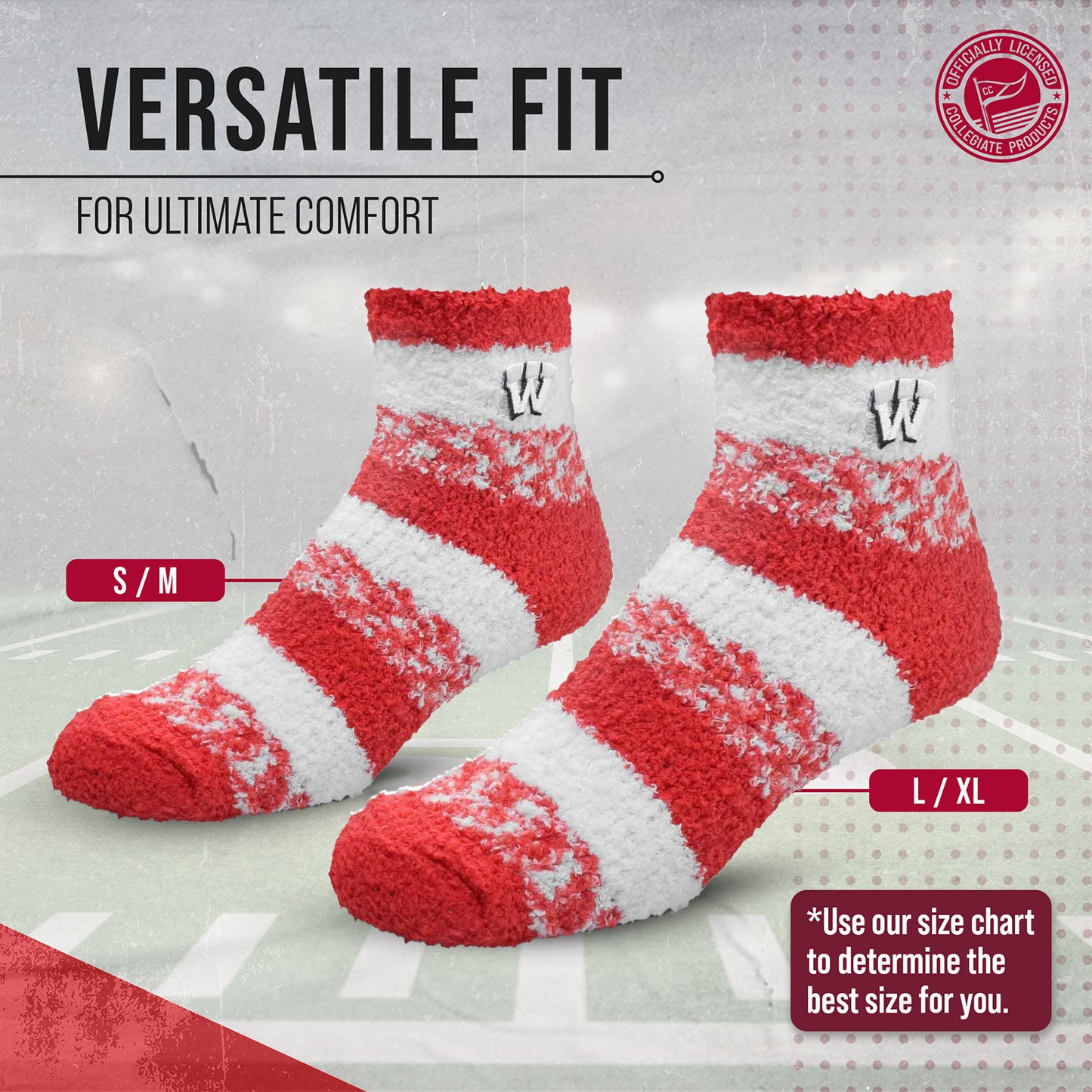 Wisconsin Badgers NCAA Unisex Cozy Soft Sleep Socks - Red