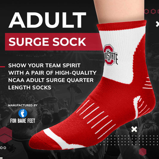 Ohio State Buckeyes Adult Surge Quarter Length Crew Socks for Men and Women - Red