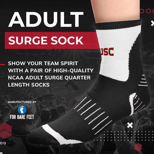 USC Trojans Adult Surge Quarter Length Crew Socks for Men and Women - Black