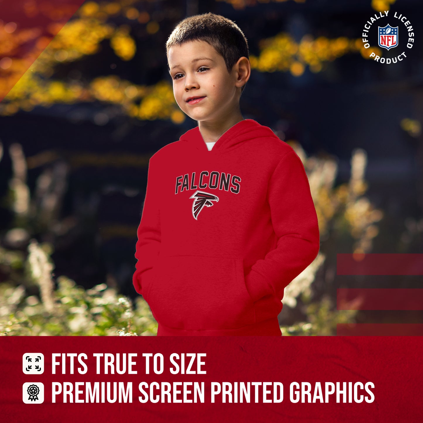 Atlanta Falcons NFL Youth Home Team Hoodie- Kids Hooded Sweatshirt - Red