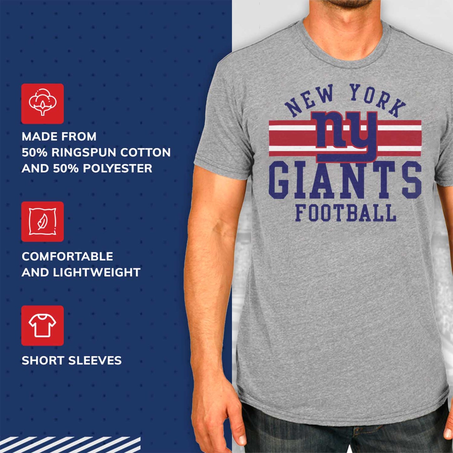 New England Patriots NFL Adult Short Sleeve Team Stripe Tee - Sport Gray