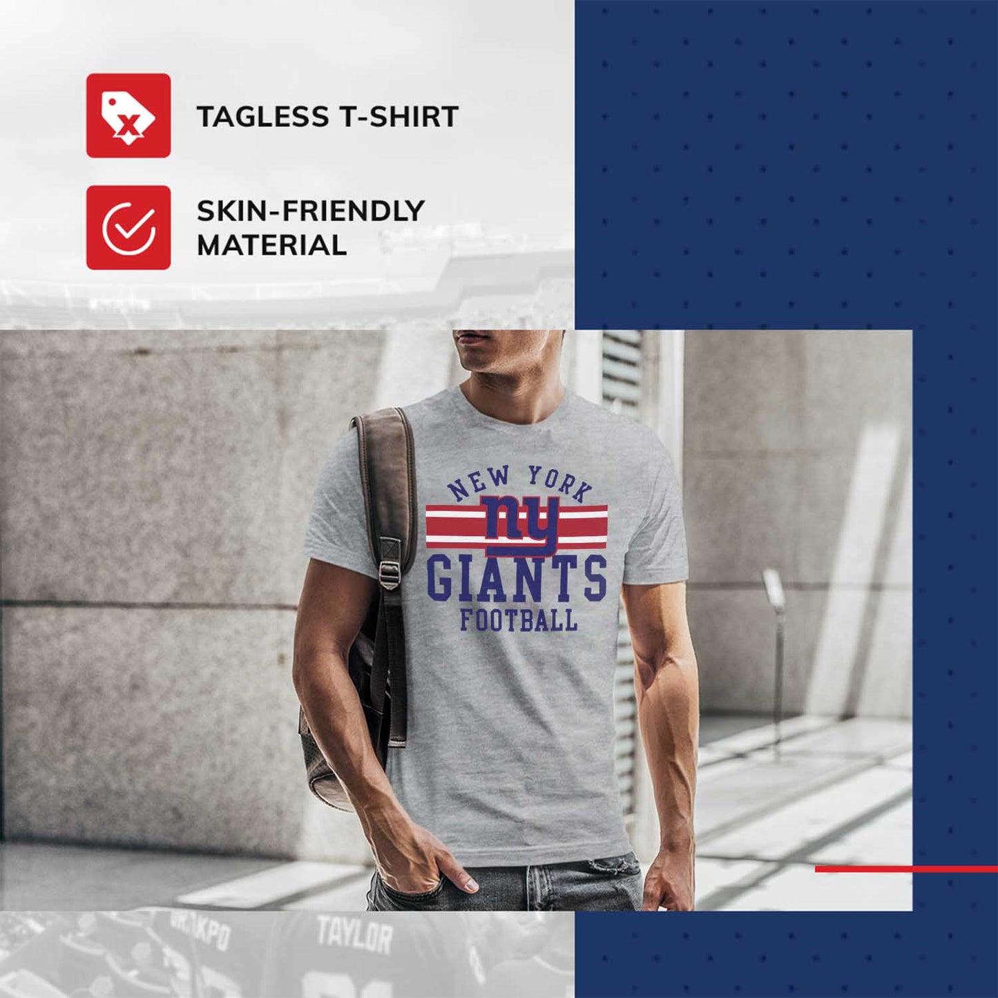 New England Patriots NFL Adult Short Sleeve Team Stripe Tee - Sport Gray
