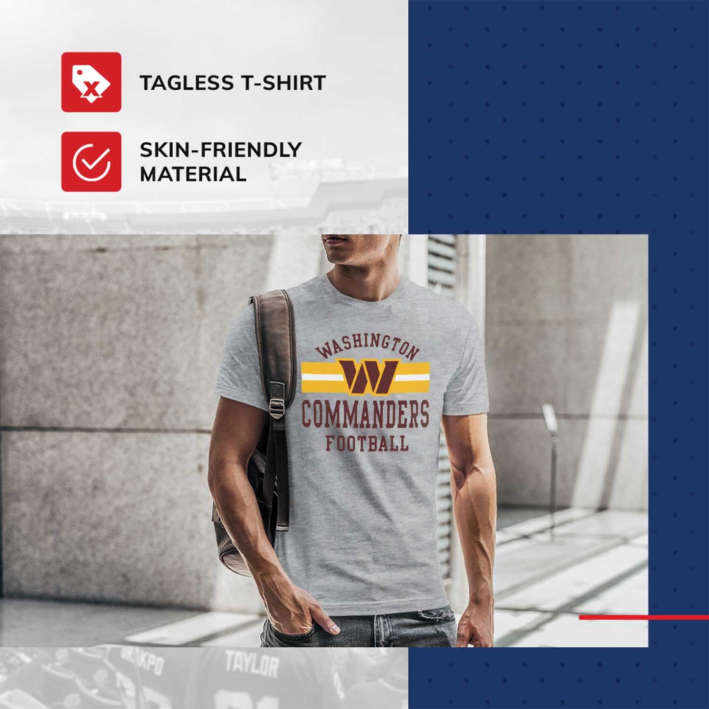 Washington Commanders NFL Adult Short Sleeve Team Stripe Tee - Sport Gray