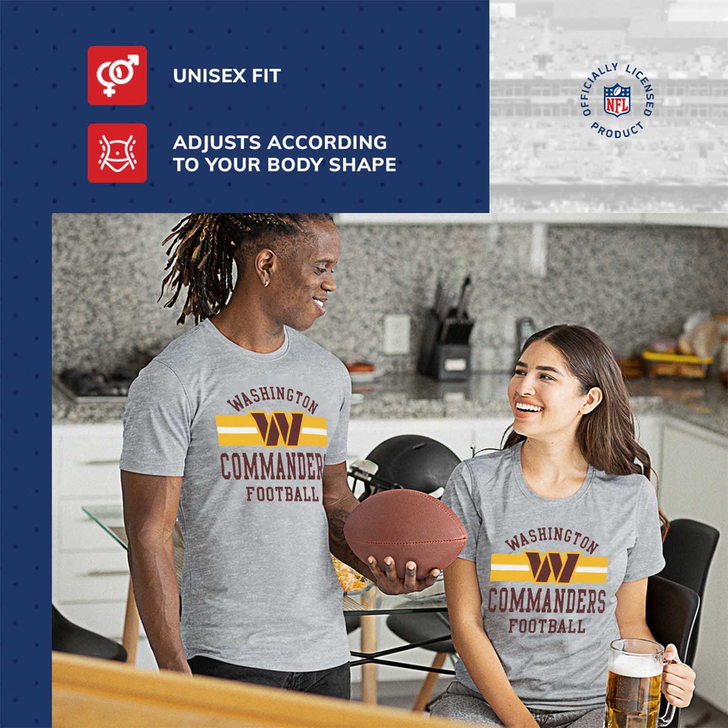 Washington Commanders NFL Adult Short Sleeve Team Stripe Tee - Sport Gray