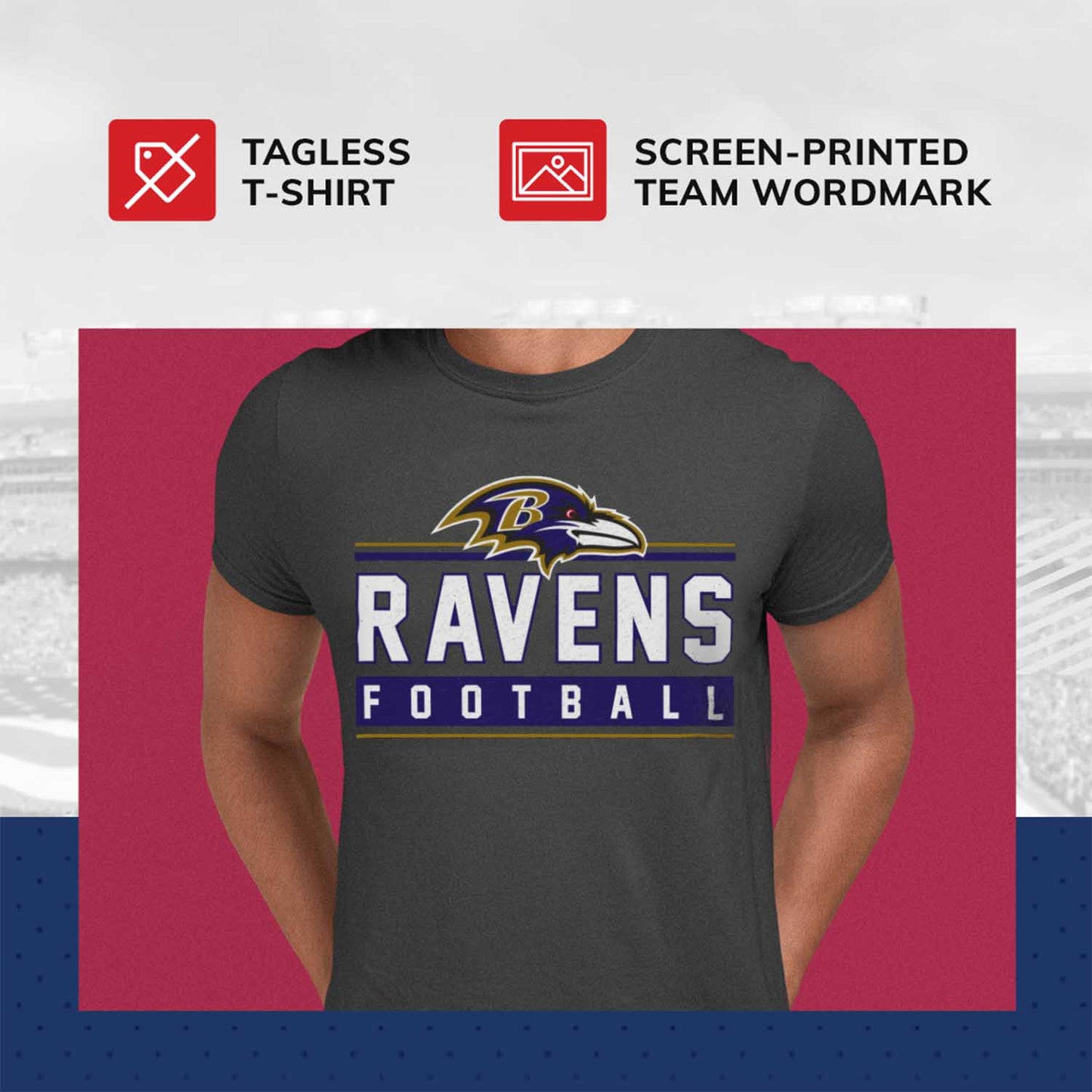 Baltimore Ravens NFL Adult MVP True Fan T-Shirt - Charcoal