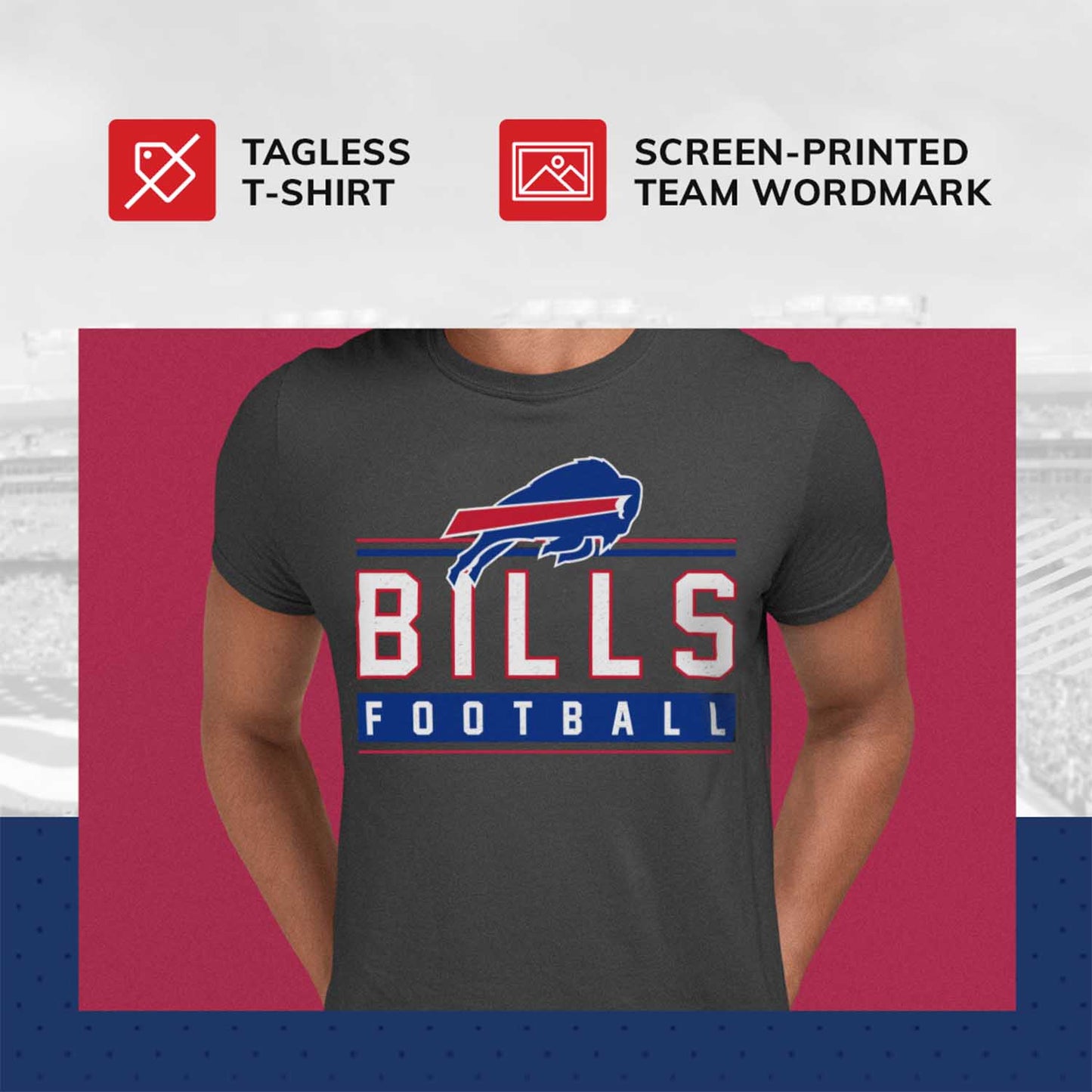Buffalo Bills NFL Adult MVP True Fan T-Shirt - Charcoal